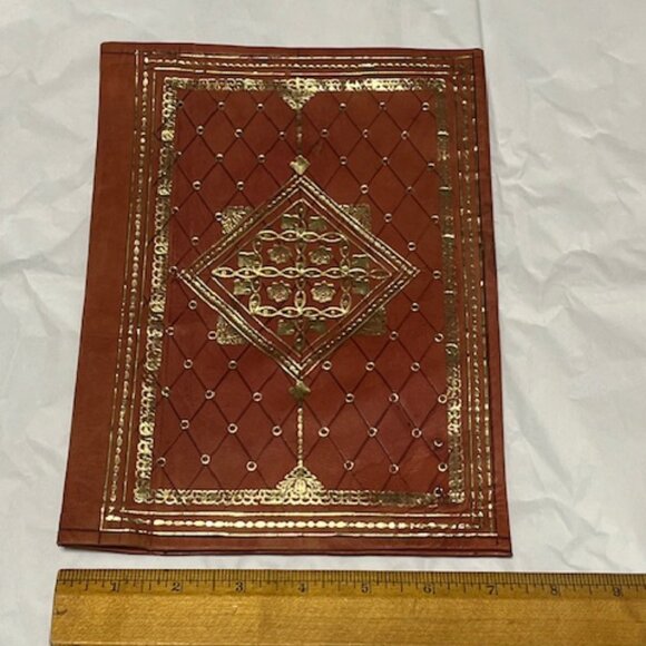 VTG Leather Book Notebook Cover Protector Gold Leaf Designs 7.25"x10" - Picture 11 of 16